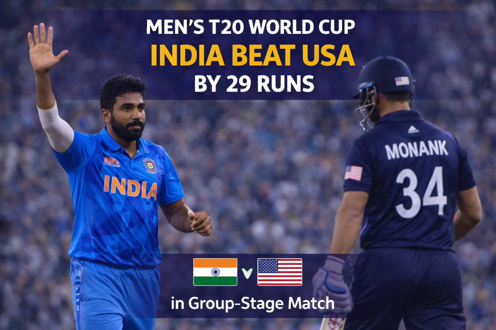 Men’s T20 World Cup: India Beat USA by 29 Runs in Group-Stage Match